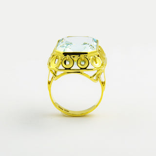 Ring aus 585 Gelbgold mit Aquamarin, nachhaltiger second hand Schmuck perfekt aufgearbeitet