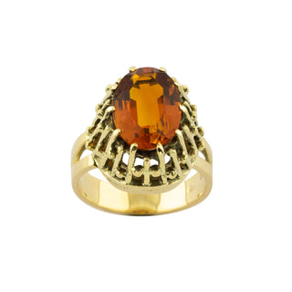 Ring aus 585 Gelbgold mit Citrin, nachhaltiger second hand Schmuck perfekt aufgearbeitet