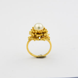 Perlring aus 585 Gelbgold, nachhaltiger second hand Schmuck perfekt aufgearbeitet