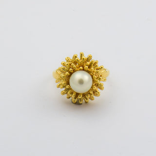 Perlring aus 585 Gelbgold, nachhaltiger second hand Schmuck perfekt aufgearbeitet