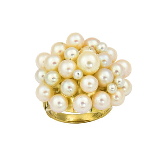 Perlring aus 585 Gelbgold, nachhaltiger second hand Schmuck perfekt aufgearbeitet