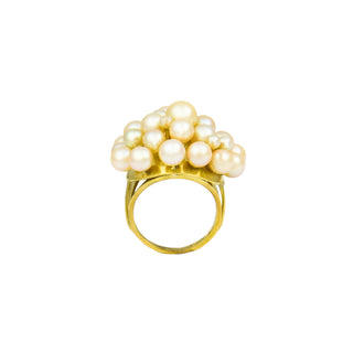 Perlring aus 585 Gelbgold, nachhaltiger second hand Schmuck perfekt aufgearbeitet