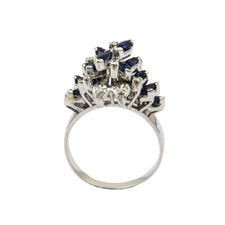 Saphirring aus 585 Weißgold mit Diamant, nachhaltiger second hand Schmuck perfekt aufgearbeitet