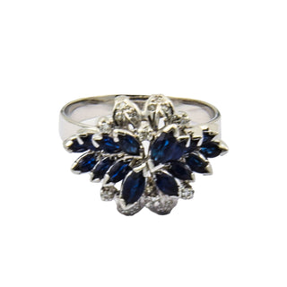 Saphirring aus 585 Weißgold mit Diamant, nachhaltiger second hand Schmuck perfekt aufgearbeitet