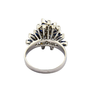 Saphirring aus 585 Weißgold mit Diamant, nachhaltiger second hand Schmuck perfekt aufgearbeitet