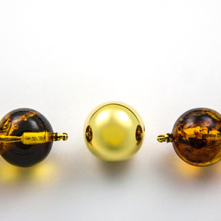 Bernsteinkette mit Schließe und Zwischenteilen aus 750 Gelbgold, nachhaltiger second hand Schmuck perfekt aufgearbeitet