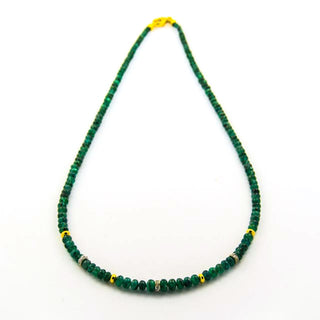 Smaragdkette mit Schließe aus 585 Gelb- und Weißgold mit Diamant, nachhaltiger second hand Schmuck perfekt aufgearbeitet