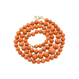 Korallenkette mit Schließe aus 585 Gelbgold, nachhaltiger second hand Schmuck perfekt aufgearbeitet