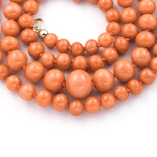 Korallenkette mit Schließe aus 585 Gelbgold, nachhaltiger second hand Schmuck perfekt aufgearbeitet