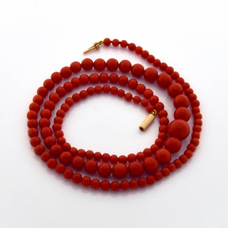 Korallenkette mit Schließe aus 585 Rotgold, nachhaltiger second hand Schmuck perfekt aufgearbeitet