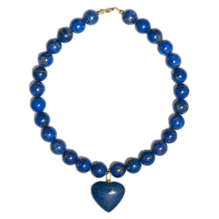 Lapislazulikette mit Schließe aus 585 Gelbgold, nachhaltiger second hand Schmuck perfekt aufgearbeitet