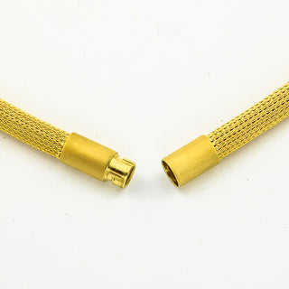 Schotten Strickkette aus 750 Gelbgold, 45,5cm, nachhaltiger second hand Schmuck perfekt aufgearbeitet