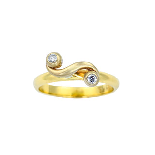 Brillantring aus 585 Gelb- und Weißgold, nachhaltiger second hand Schmuck perfekt aufgearbeitet