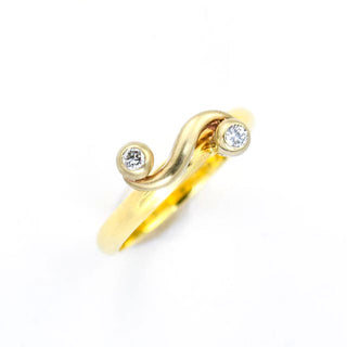 Brillantring aus 585 Gelb- und Weißgold, nachhaltiger second hand Schmuck perfekt aufgearbeitet