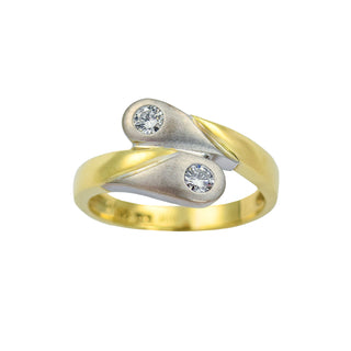 Brillantring aus 585 Gelb- und Weißgold, nachhaltiger second hand Schmuck perfekt aufgearbeitet