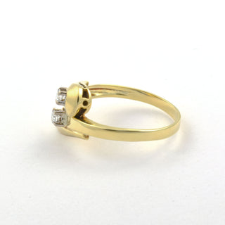 Toi-et-Moi Ring aus 585 Gelb- und Weißgold mit Brillant, nachhaltiger second hand Schmuck perfekt aufgearbeitet