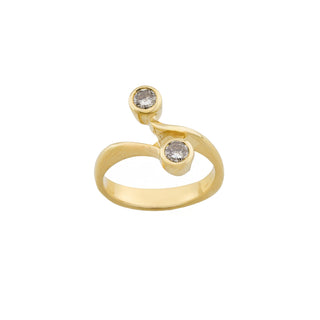 Toi-et-Moi Ring aus 585 Gelbgold mit Brillant, nachhaltiger second hand Schmuck perfekt aufgearbeitet