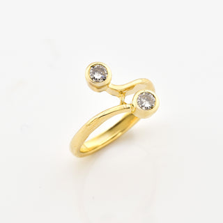 Toi-et-Moi Ring aus 585 Gelbgold mit Brillant, nachhaltiger second hand Schmuck perfekt aufgearbeitet