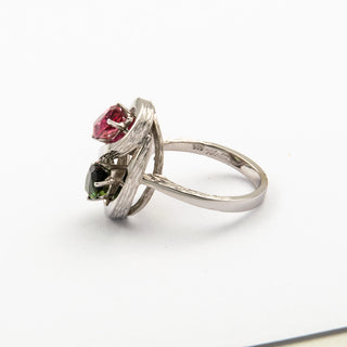 Toi-et-Moi Ring aus 585 Weißgold mit Turmalin, nachhaltiger second hand Schmuck perfekt aufgearbeitet