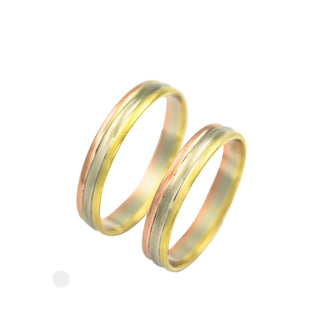 Trauringe aus 750 Gelb-, Rosé- und Weißgold, nachhaltiger second hand Schmuck perfekt aufgearbeitet