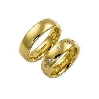 Niessing Trauringe Oval aus 750 Gelbgold mit Brillant, nachhaltiger second hand Schmuck perfekt aufgearbeitet