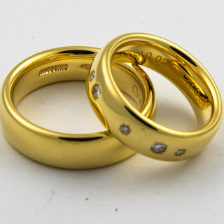 Niessing Trauringe Oval aus 750 Gelbgold mit Brillant, nachhaltiger second hand Schmuck perfekt aufgearbeitet