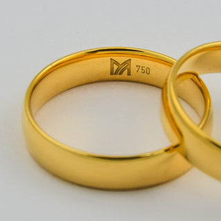 Meister Trauringe aus 750 Gelbgold, nachhaltiger second hand Schmuck perfekt aufgearbeitet