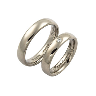 Niessing Trauringe Oval aus 750 Graugold mit Brillant, nachhaltiger second hand Schmuck perfekt aufgearbeitet