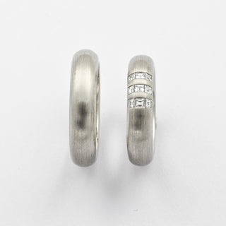 Henrich & Denzel Trauringe aus 950 Platin mit Diamant, hochwertiger second hand Schmuck perfekt aufgearbeitet