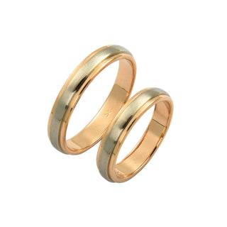 Trauringe aus 585 Rot- und Weißgold, nachhaltiger second hand Schmuck perfekt aufgearbeitet