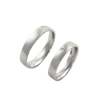 Trauringe aus 585 Weißgold mit Brillant, nachhaltiger second hand Schmuck perfekt aufgearbeitet