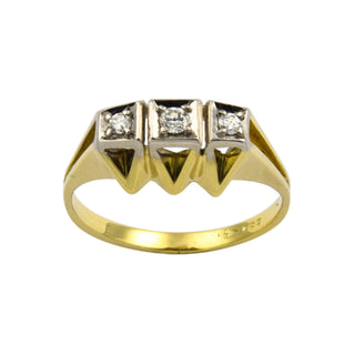 Ring aus 585 Gelb- und Weißgold mit Brillant, nachhaltiger second hand Schmuck perfekt aufgearbeitet