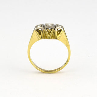 Ring aus 585 Gelb- und Weißgold mit Brillant, nachhaltiger second hand Schmuck perfekt aufgearbeitet