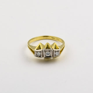 Ring aus 585 Gelb- und Weißgold mit Brillant, nachhaltiger second hand Schmuck perfekt aufgearbeitet