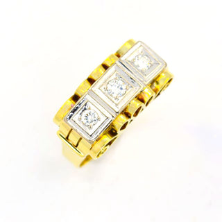 Brillantring aus 585 Gelb- und Weißgold, nachhaltiger second hand Schmuck perfekt aufgearbeitet