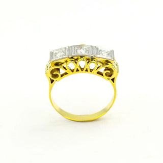 Brillantring aus 585 Gelb- und Weißgold, nachhaltiger second hand Schmuck perfekt aufgearbeitet