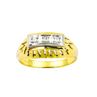 Diamantring aus 585 Gelb- und Weißgold, nachhaltiger second hand Schmuck perfekt aufgearbeitet