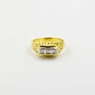 Diamantring aus 585 Gelb- und Weißgold, nachhaltiger second hand Schmuck perfekt aufgearbeitet