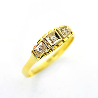 Diamantring aus 585 Gelbgold, nachhaltiger second hand Schmuck perfekt aufgearbeitet