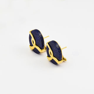 Akiko Ohrstecker aus 585 Gelb- und Weißgold mit Lapislazuli, nachhaltiger second hand Schmuck perfekt aufgearbeitet