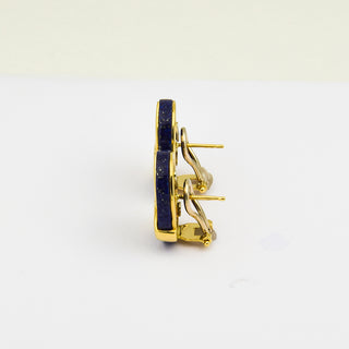Akiko Ohrstecker aus 585 Gelb- und Weißgold mit Lapislazuli, nachhaltiger second hand Schmuck perfekt aufgearbeitet