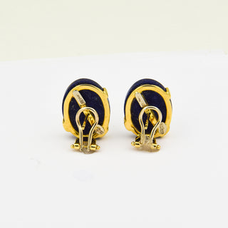 Akiko Ohrstecker aus 585 Gelb- und Weißgold mit Lapislazuli, nachhaltiger second hand Schmuck perfekt aufgearbeitet