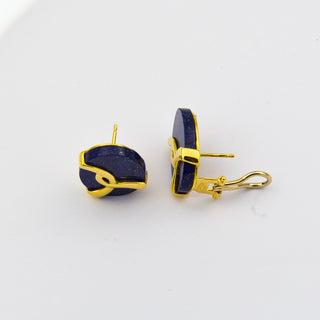 Akiko Ohrstecker aus 585 Gelb- und Weißgold mit Lapislazuli, nachhaltiger second hand Schmuck perfekt aufgearbeitet