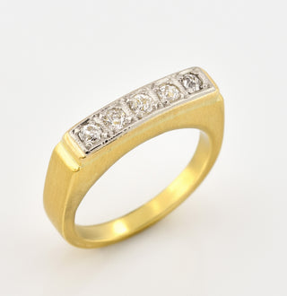 Allianzring aus 750 Gelb- und Weißgold mit Diamant, nachhaltiger second hand Schmuck perfekt aufgearbeitet
