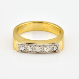 Allianzring aus 750 Gelb- und Weißgold mit Diamant, nachhaltiger second hand Schmuck perfekt aufgearbeitet