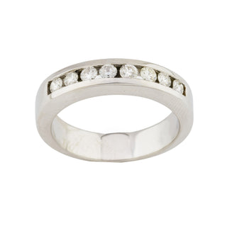 Allianzring aus 585 Weißgold mit Brillant, nachhaltiger second hand Schmuck perfekt aufgearbeitet