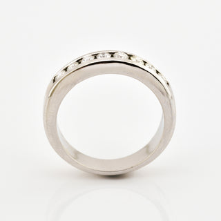 Allianzring aus 585 Weißgold mit Brillant, nachhaltiger second hand Schmuck perfekt aufgearbeitet