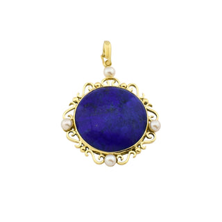 An-/Einhänger aus 585 Gelbgold mit Lapislazuli und Perle, nachhaltiger second-hand Schmuck perfekt aufgearbeitet