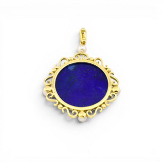 An-/Einhänger aus 585 Gelbgold mit Lapislazuli und Perle, nachhaltiger second-hand Schmuck perfekt aufgearbeitet