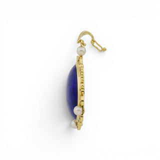 An-/Einhänger aus 585 Gelbgold mit Lapislazuli und Perle, nachhaltiger second-hand Schmuck perfekt aufgearbeitet
